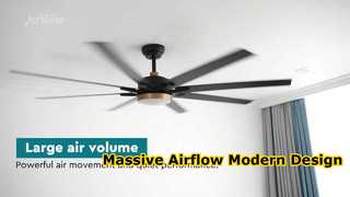 65 Inch Modern 8 Blade Ceiling Fan with LED Light