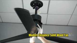 52 Inch Modern Black Ceiling Fan with Solid Wood Blades