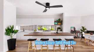 Modern 52 Inch Solid Wood Ceiling Fan with LED Light