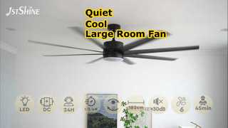 72 Inch Black Ceiling Fan Quiet DC Motor LED Light