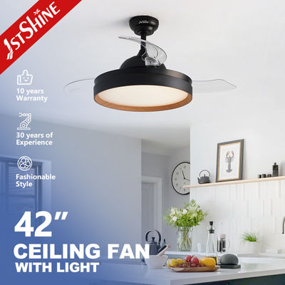 Buy Flush Mounted Retractable Ceiling Fan With Light 3 Color Dimmable LED Light online manufacture