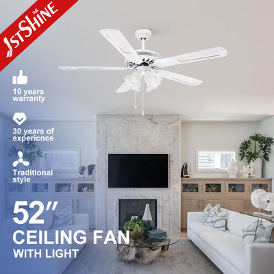 Buy 52 Inch 132cm Decorative Pull Chain Ceiling Fan with Lamps and 5 Blades 1stshine OEM online manufacture