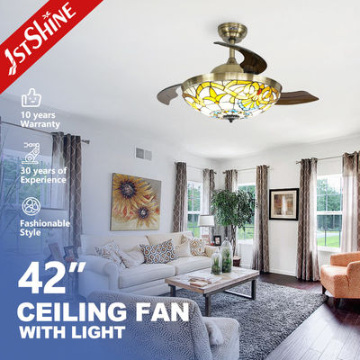 Buy 42 Inch Retractable Blades Ceiling Fan With 3 Color LED Light online manufacture