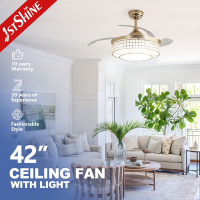 Buy 42 Inches Space-Saving Retractable LED Ceiling Fan With Light And Smart App Remote Control online manufacture