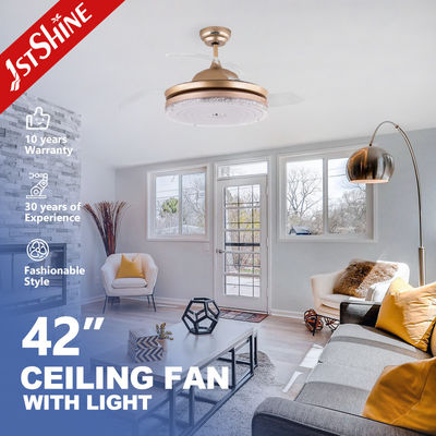 Buy Invisible Acrylic Lampshade Foldable Ceiling Fan With Dimmable Light online manufacture