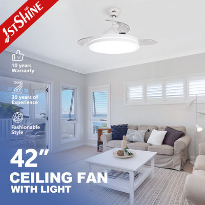 Buy 42 Inch Satin Nickel LED Ceiling Fan with Folding Blades and Retractable Light Source online manufacture