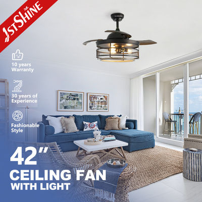 Buy Retractable Blades Industrial Ceiling Fan , Vintage Cage Chandelier Ceiling Fan online manufacture