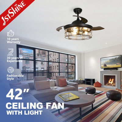 Buy 42 Inches Farmhouse Retractable Ceiling Fan Light Invisible Blade online manufacture