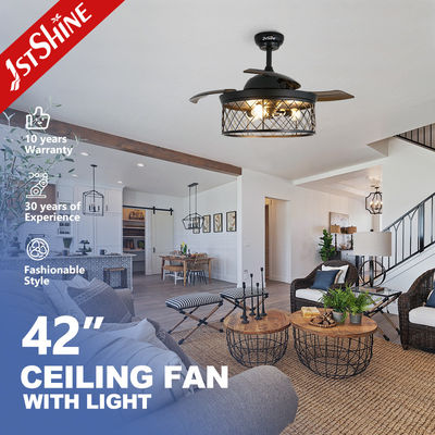 Buy 42 Inches Farmhouse Bedroom Invisible Ceiling Fan With Lights And Remote Control online manufacture