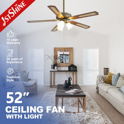 Buy Classic Antique Brass Ceiling Fan With Light  Pull Chain AC Motor 5 Mdf Blade online manufacture