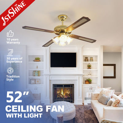 Buy Traditional 35W Decorative Ceiling Fan Light With Pull Chain 4 MDF Blades For Bedroom Room online manufacture