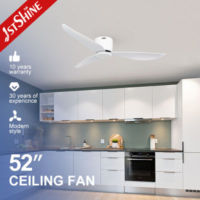 Buy White Modern Flush Mount Ceiling Fan , DC Motor Kitchen Fan Light online manufacture