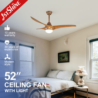Buy Quiet Wood Grain Plastic Ceiling Fan With Remote 3 Color LED Light online manufacture