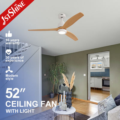 Buy Modern White Wood Grain ABS Blades Ceiling Fan with LED Lighting and DC Power Source online manufacture