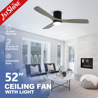 Buy Flush Mount Ceiling Fan 52 Inch Metal Wood Modern Loft Decorative with Remote Control online manufacture