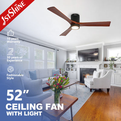 Buy Modern 3 Blade Natural Wood LED Flush Mounted Ceiling Fan with 5 Speeds DC Motor online manufacture