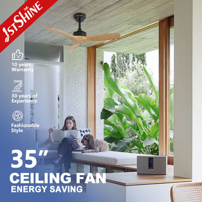Buy Small Size 35 Inches Solid Wood Blade Ceiling Fan Quiet Energy Saving DC Motor online manufacture