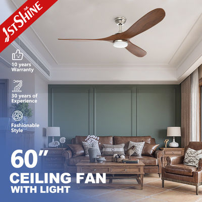 Buy Smart Remote Control Ceiling Fan with 3 Natural Wood Blades and Metal Lamp Body Material online manufacture