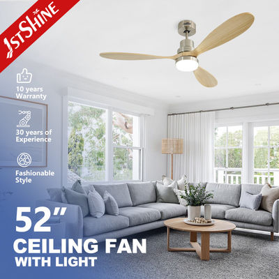 Buy Contemporary LED Ceiling Fan with Wooden Blades Remote Control and Color Temperature online manufacture