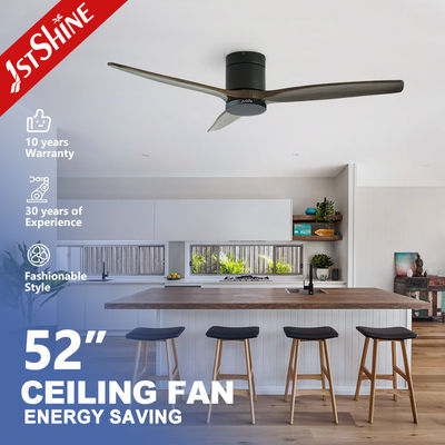 Buy 3 Wood Blades Ceiling Fan Low Profile Quiet Energy Saving Dc Motor Flush Mount 52 Inches online manufacture