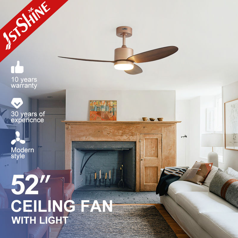 52-Inch Modern Ceiling Fan with 3-Color LED Light ABS Blade