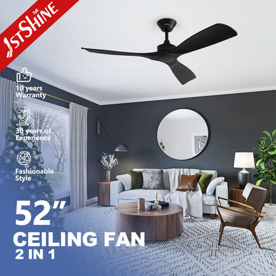 2in1 52'' Smart Ceiling Fan With Light DC Motor High Speed In Black 6 Speed Choice