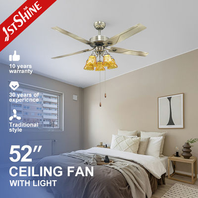 110V Metal Blade Ceiling Fan With Light 52 Inch And AC Motor