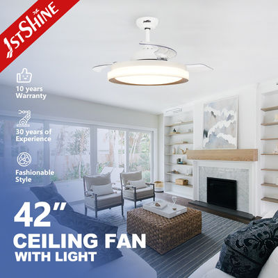 AC/DC Motor Type LED Ceiling Fan with Folding Clear Blades 42 Inch Space Saving Design