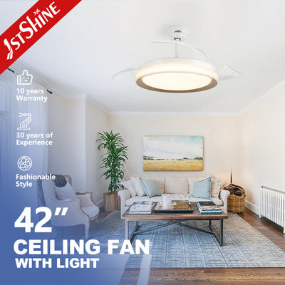 Home Hotel Office LED Ceiling Fan Retractable PC Blades and 3000K/4500K/6000K LED Light