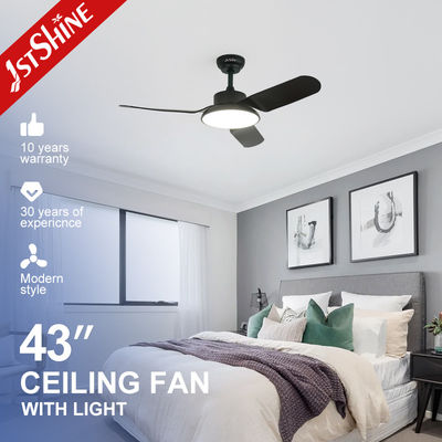 Modern 43-inch Black LED Ceiling Fan with Silent Motor and Air Conditioning Function