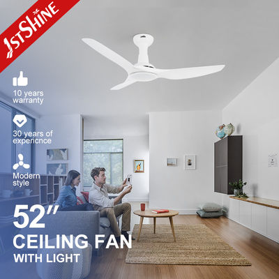 Power Saving DC Motor Plastic Ceiling Fan White Warm Yellow Light