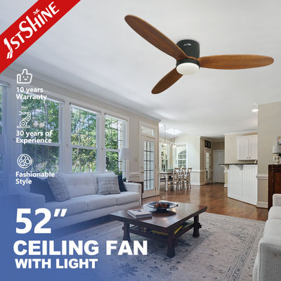 Dimmable 5 Speed 52in LED Ceiling Fan With 3 Solid Wood Blades