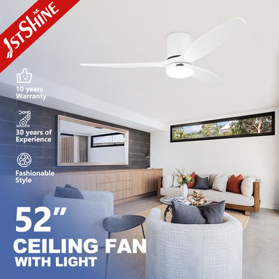 5 Speed LED Ceiling Fan with Metal Lamp Body Material and Fashion White Wooden Blade