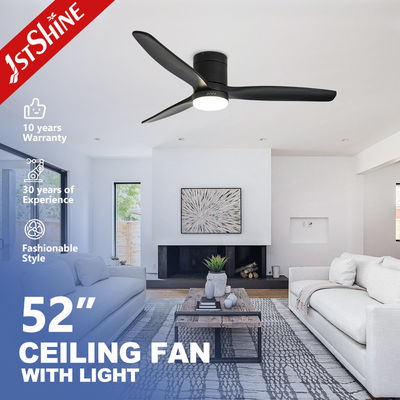 3 Wood Blades DC Inverter Flush Ceiling Fan with Light and Remote Control CB Certified 2-