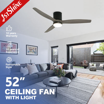 Decorative Solid Wood Flush Mount Ceiling Fan With LED Light 5 Speed Remote Control