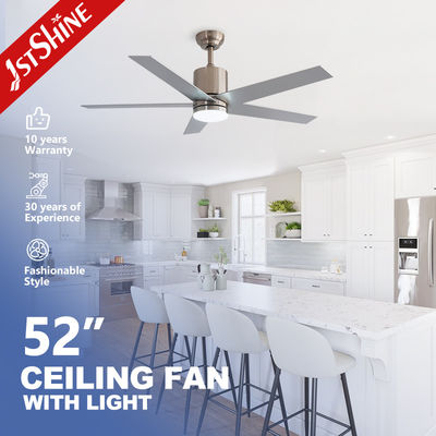 Satin Nickel Modern LED Ceiling Fan With 5 MDF Blade DC Motor Home Decorative
