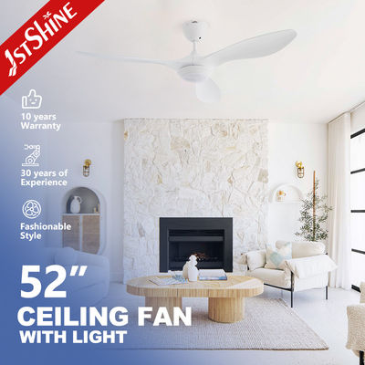 52 Inch White Ceiling Fan With Dimmable LED Light And Remote Control DC Motor