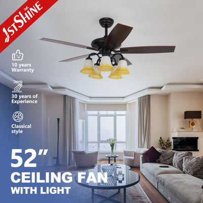 Decorative Tranditional Ceiling Fan With Lamp DC Motor 6-Speed Matte Black Finish