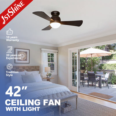 Flush Mounted Modern 42” Ceiling Fan With Light Compact And Elegant Design
