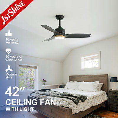 42-Inch Modern Matte Black DC Ceiling Fan With LED Light For Bedroom