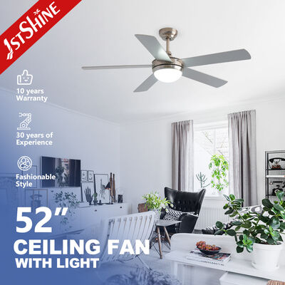 Good price 52 Inch Modern Silver Ceiling Fan with 3 Color LED Light and Powerful AC Motor online
