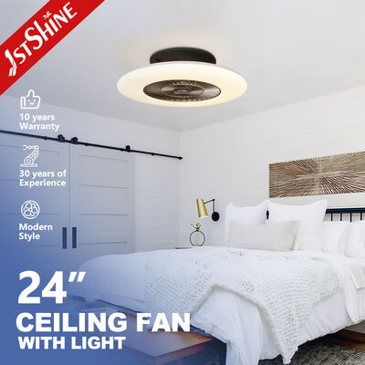 24 Inch Bladeless Ceiling Fan with Starry Sky Lampshade and Silent DC Motor for Modern Bedrooms