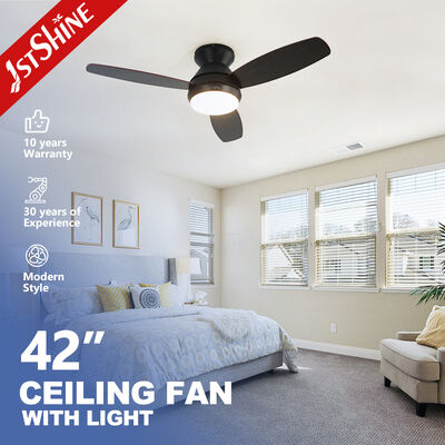 Good price 42 Inch Flush Mount Ceiling Fan with LED Light and MDF Blades for Modern Spaces online