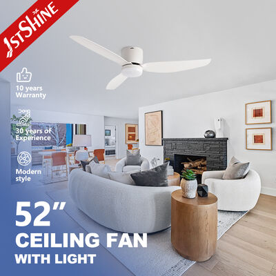 52 Inch Flush Mount Ceiling Fan with Light Featuring Efficient DC Motor for Modern Interiors