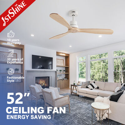 52 Inch Solid Wood Ceiling Fan with DC Motor and Natural Solid Wood Blades