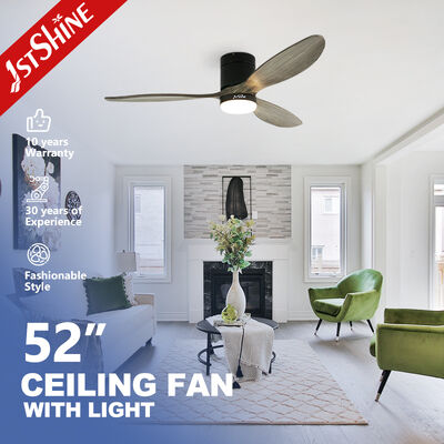 Good price 52 Inch Solid Wood Blades Flush Mount Ceiling Fan with LED Light for Modern Interiors online